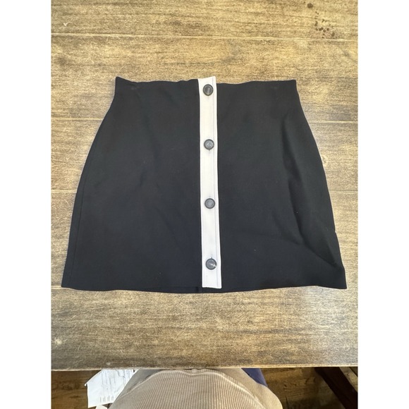 Kate Spade Mainline Colorblock Mini‎ Skirt Size 14 Black Button Lined - Picture 2 of 10